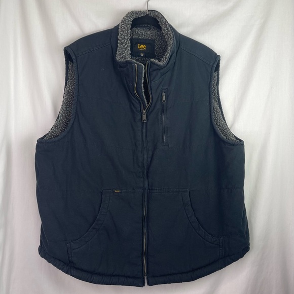 Lee Other - Lee Men’s Size XL Black Canvas Faux Sherpa Lined Vest